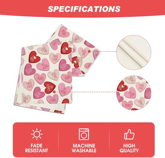 Artoid Mode Pink Ture Love Heart Table Runner, Festival Anniversary Kitchen Dining Table Decoration for Home Party Decor 13x108 Inch