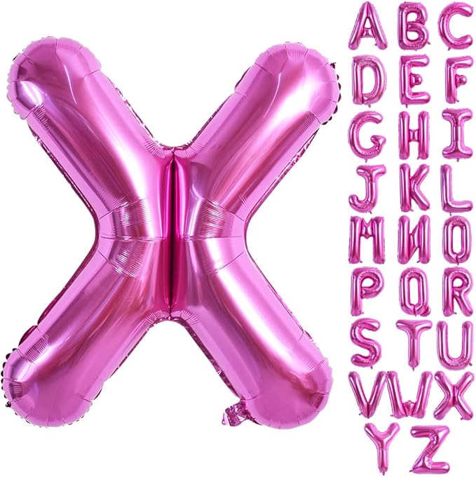 TONIFUL 40 Inch Large Rose Red Letter X Balloon - Giant Hot Pink Alphabet Foil Mylar for Birthday Party Anniversary Supplies Decorations