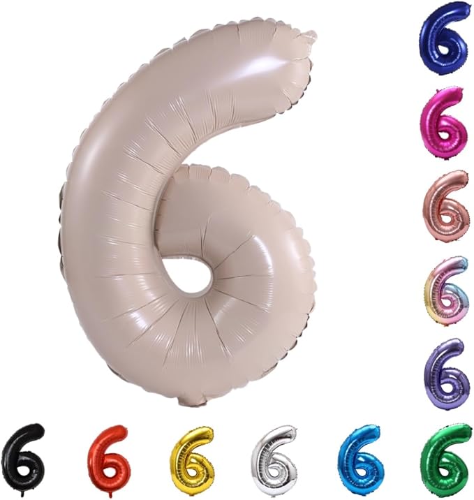 YPSelected 32 Inch Large Foil Helium Number Balloon Birthday Wedding Party 0-9 (Cream, 6)