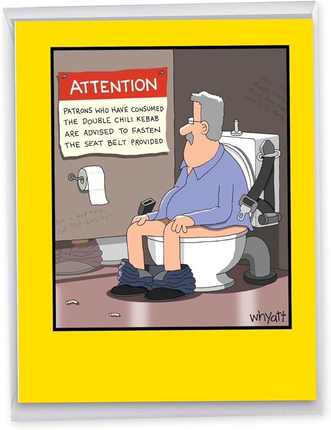 NobleWorks -1 Funny Birthday Card Inappropriate (8.5 x 11 Inch) - Humor Cartoon Bday Notecard with Envelope - Chili Kebab J8282