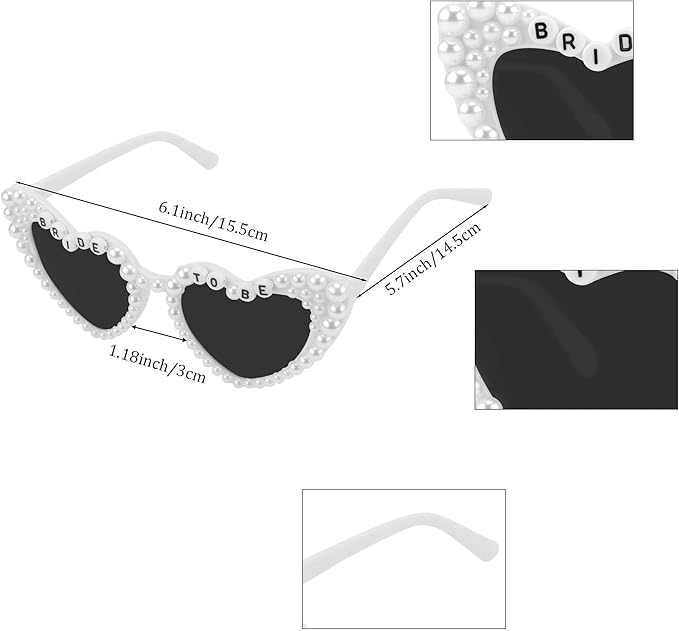 Chanaco Bride to Be Sash and Sunglasses Bachelorette Party Decorations Bridal Shower Favors White Heart Glasses Wedding Accessories Engagement Gifts