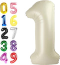 Number Balloons 40 Inch, Cream Balloons for Birthday Party Decoration, Foil Number 1 Ballon for 1, 10, 11, 100 Celebration, Boy and Girl Birthday, Baby Shower, Anniversary Decor