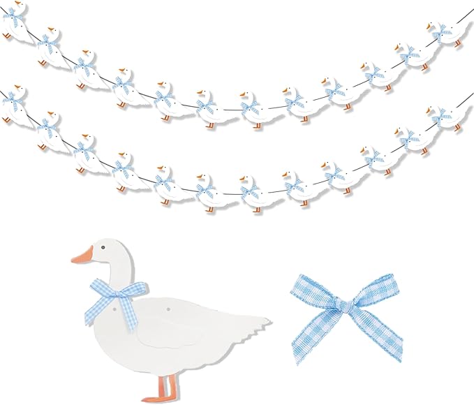 Goose Banner -Silly Goose Baby Shower Birthday Decorations One Silly Goose Blue Gingham Style Birthday Decor Party Decorations Party Supplies Decor for Kids, Boys, Girls, Baby Showers Decor