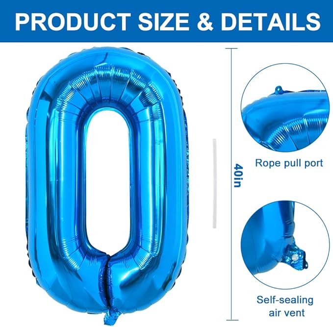 TONIFUL 40 Inch Large Blue Letter O Balloon - Giant Alphabet Foil Mylar for 2026 Graduation Birthday Party, Anniversary, New Year, Graduation Supplies Decorations