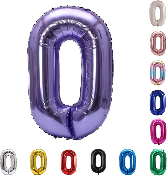 YPSelected 32 Inch Large Foil Helium Number Balloon Birthday Wedding Party 0-9 (Purple, 0)