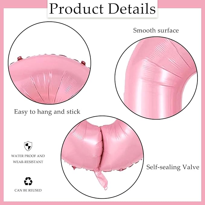 Number 6 Balloon 40 Inch Pink Number Balloon Foil Mylar Alphabet Balloon for Birthday Wedding Baby Shower Party Large Number Balloon