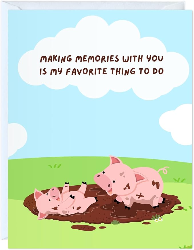 Mothers Day Card Anniversary Birthday for Mom Dad Wife Husband Girlfriend Boyfriend Stepmom Aunt Parents – Cute Funny Punny Greeting Card for Fathers Day – Blank Inside (Making memories with you, is my favorite thing to do)