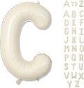 Giant Alphabet C Foil Balloons, Nude Cream White Custom Mylar Letters Balloon Birthday Decor, 40 Inch Helium Self Inflating Beige C Name Balloons Letter for Girls Baby Shower Party Decoration Supplies