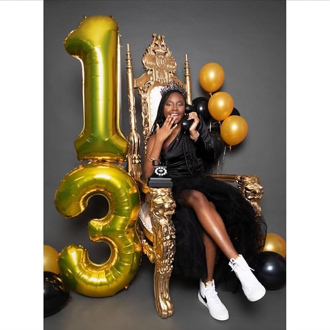 13 Balloon Number, Gold Number 13th 31th Birthday Balloons 40 Inch, 13 or 31 Years Old Gold Birthday Decorations for Boys Girls, 13th Anniversary Decorations