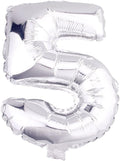 Glanzzeit 16 Inch Silver Foil Balloons Letters A to Z Numbers 0 to 9 for Prom Wedding Birthday Party Decor (Number 5)