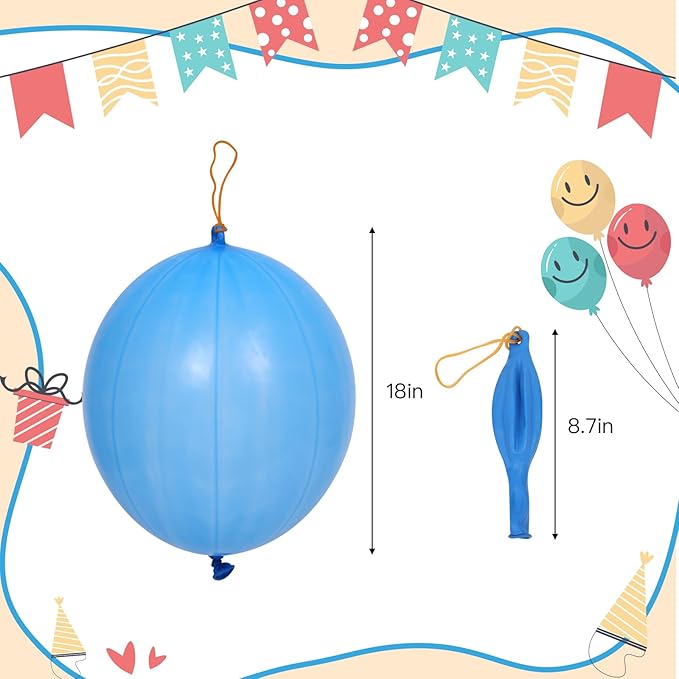 rubfac 30Pcs Punch Balloons, Party Favors for Kids, Thickened Heavy Duty Neon Punching Bounce Balloon for Easter Egg Fillers,Birthday Party Goodie Bag Stuffers Exciting Outdoor Play Supply