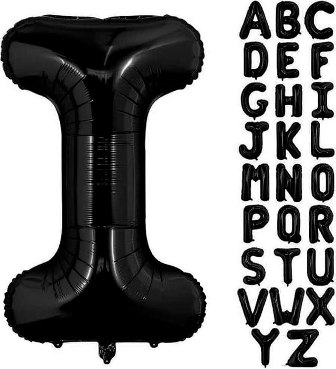 Black Letter I Balloons, 40 Inch Alphabet I Letter Balloons Foil Mylar Big Letter Balloons for Birthday Party Anniversary New Year Graduation Wedding Decorations