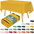 Disposable Plastic Tablecloth 54x108 Inch Rectangle - Yellow, 4 Pack Waterproof & Tear-Resistant Party Table Cover for Dining, Picnic, Crafts, Holiday Decor