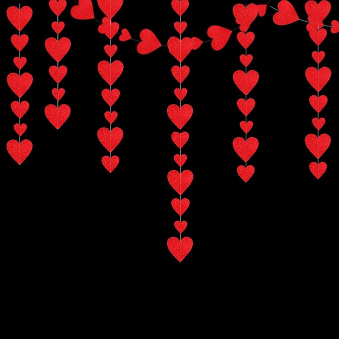 Valentines-Day Party Decorations Red Heart-Garland - 52ft Special Night Galentines Hanging Streamers Banner,Girl Romantic Wedding Anniversary Baby Bridal Shower Engagement Mohters Decor Panduola
