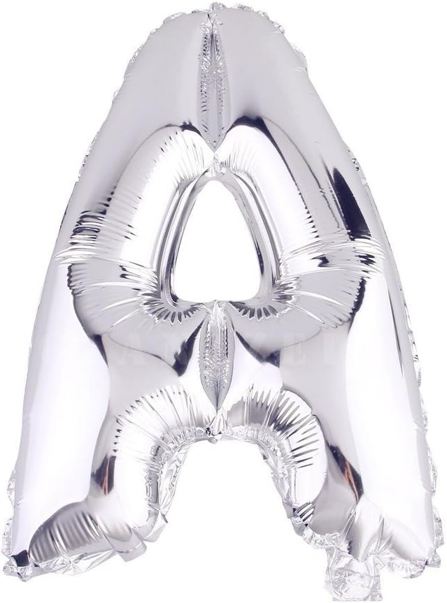 Glanzzeit 16 Inch Silver Foil Balloons Letters A to Z Numbers 0 to 9 for Prom Wedding Birthday Party Decor (Letter A)