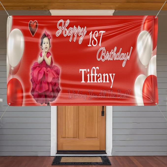 Custom Happy Birthday Vinyl Banner Sign, Personalized Party Backdrop, Gift, and Decoration - From NiceMemoryLLC. (Party colors)