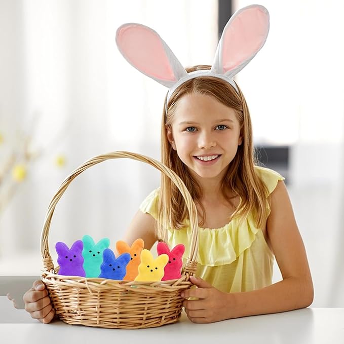 SHIRIA 12 PCS Easter Bunny Plush Toys Decorations, Cute Animal Bunny Stuffed Doll, Party Favors and Classroom Prize Supplies, Easter Basket Stuffers Gift for Girls Boys
