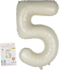 40in Birthday Big Number Balloon - CARGEN Giant Foil Balloons for Women Men Birthday Party Wedding Anniversary Supplies Decorations, Creamy White Five, No.5