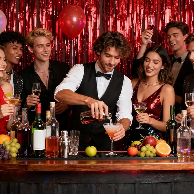 Birthday Party Streamer Backdrop Decorations-Glossy Foil,Brightly Colored,Perfect for Themed Party,Christmas,2 Pack,Red