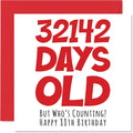 88th Birthday Card for Men Women Him Her - 32142 Days Old - Funny Adult Eighty-Eight Eighty-Eighth Happy Birthday Card for Grandma Grandpa Gran Mom Dad, 5.7 x 5.7 Inch Humor Joke Greeting Cards