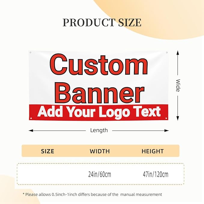 Custom Banners Personalized Banner Signs Your Design Here for Party Birthday Graduation Wedding Event Decoration 24×47 Inches