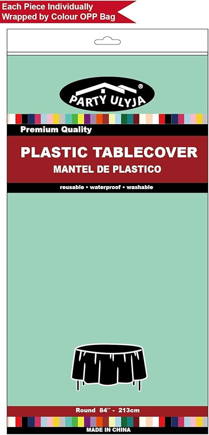 Fresh Mint Plastic Tableloths 2 Pack Mint Green Disposable Table Covers 84 Inch Circle Bridal Shower Party Tablecovers PEVA Table Cloths for BBQ Picnic Birthday Wedding Parties 6 ft Round Table Use