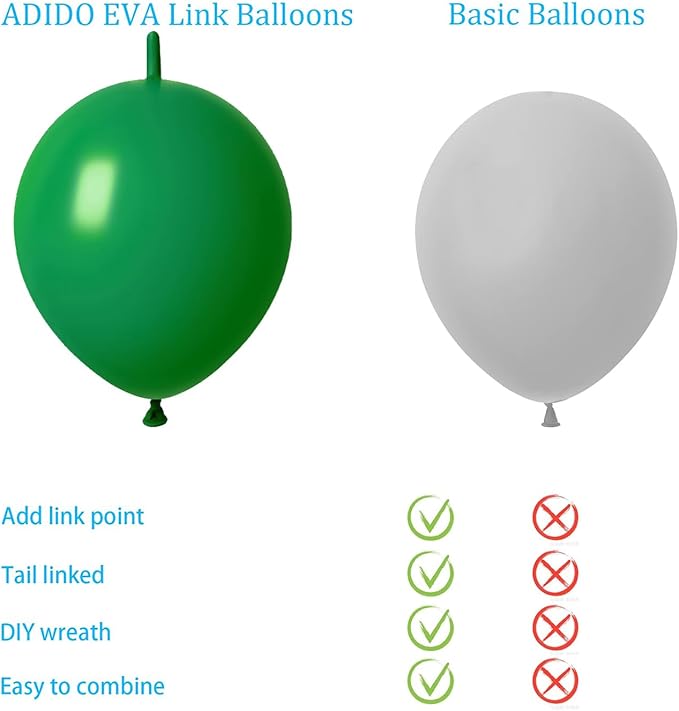 Link Balloons Dark Green 6 Inch 12 Inch Latex Quick Linkale Balloon 160 Pcs for Birthday, Halloween, Christmas, Party Festival Decorations