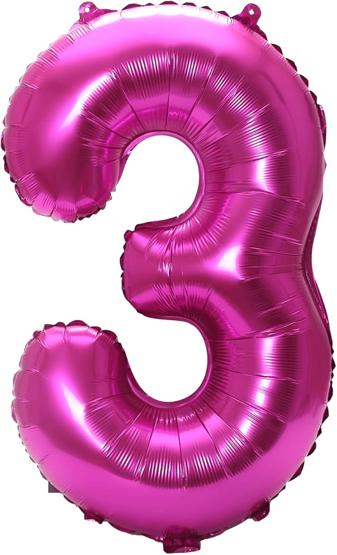 YPSelected 32 Inch Large Foil Helium Number Balloon Birthday Wedding Party 0-9 (Rose Red, 3)
