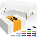 Smiry Disposable Table Cloth - 10 Pack, 54 x 108 Inch Waterproof Rectangle Tablecloths for Parties, Decorative Plastic Table Cover, Leakproof & Sturdy, White
