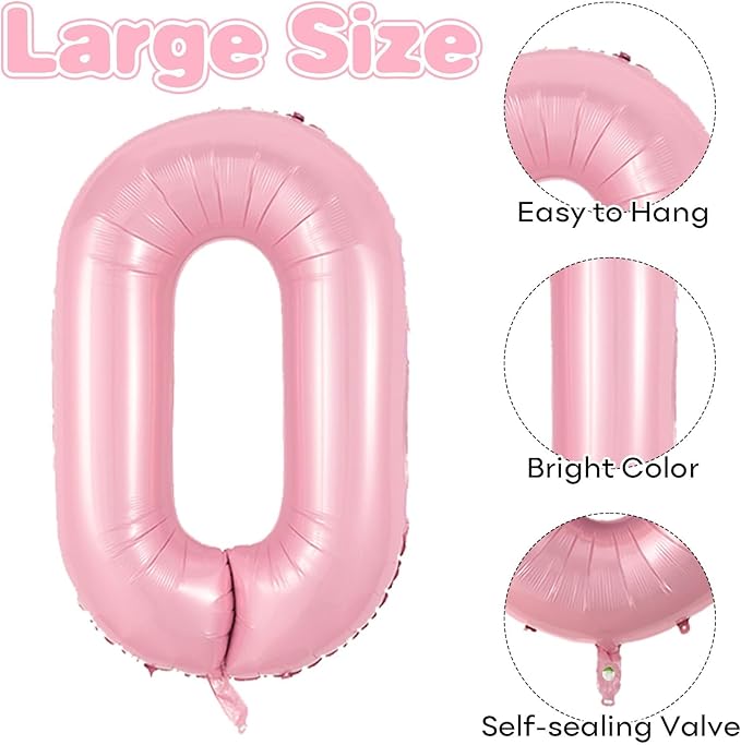 Biapian Pink Letter Balloons 40 Inch, Large Light Pink Letter O Balloon, Single Foil Alphabet O Balloon, Baby Pink Names Balloon Helium for Girls Women Birthday Party Wedding Anniversary Decoration