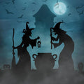 Large Halloween Witch Silhouette Decorations Outdoor, Witch Cutout Black Cat and Cauldron Set for Yard, Halloween Decor Outdoor, Scary Lawn and Party Decor, Waterproof & Easy to Install