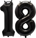 AULE 40 Inch Jumbo Black Foil Mylar Number Balloons for Boy Girl 18th Birthday Party Decorations 18 Years Old Anniversary Party Supplies