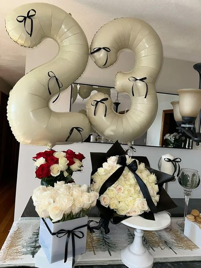 Number Balloons 40 Inch, Large Cream Number 13 Balloon Party Decorations for 1 3 31 Birthday Memorial Day, Foil Balloon for Outdoor & Indoor Wedding Supplies