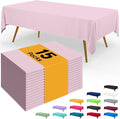 Smiry Disposable Table Cloth - 15 Pack, 54 x 108 Inch Waterproof Rectangle Tablecloths for Parties, Decorative Plastic Table Cover, Leakproof & Sturdy, Pink