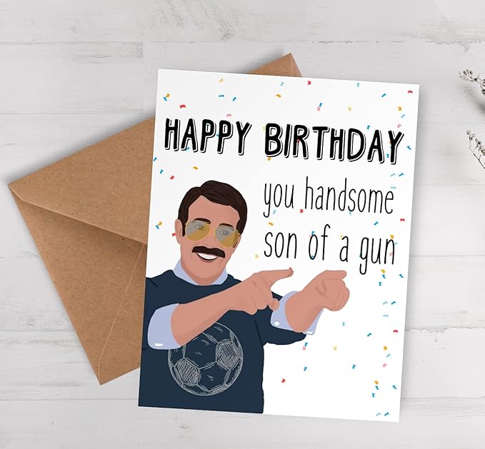 BALOR Handsome Son of a Gun Birthday Card | Card For Her | Card For Him | Funny Birthday Card | Gift | Popular Birthday Card | Happy Birthday | 4.25 x 5.5 Folded Cardstock Greeting Card