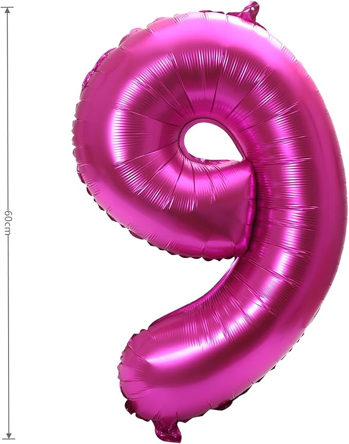 YPSelected 32 Inch Large Foil Helium Number Balloon Birthday Wedding Party 0-9 (Rose Red, 9)