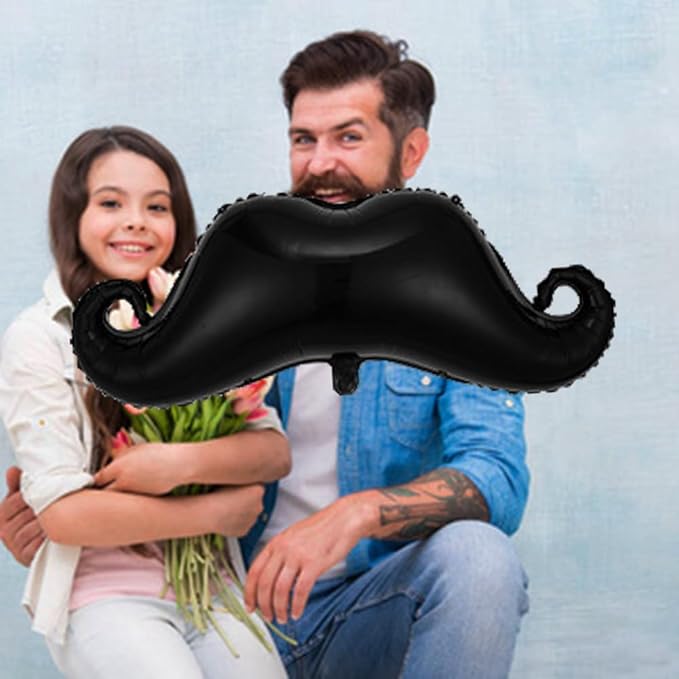 Beard Balloons Father's Day Balloons Big Black Beard Foil Balloon for Father's Day Party Decorations Fathers Day Decor Supplies Ballons Arch Kits Party Balloon Sets 3pcs