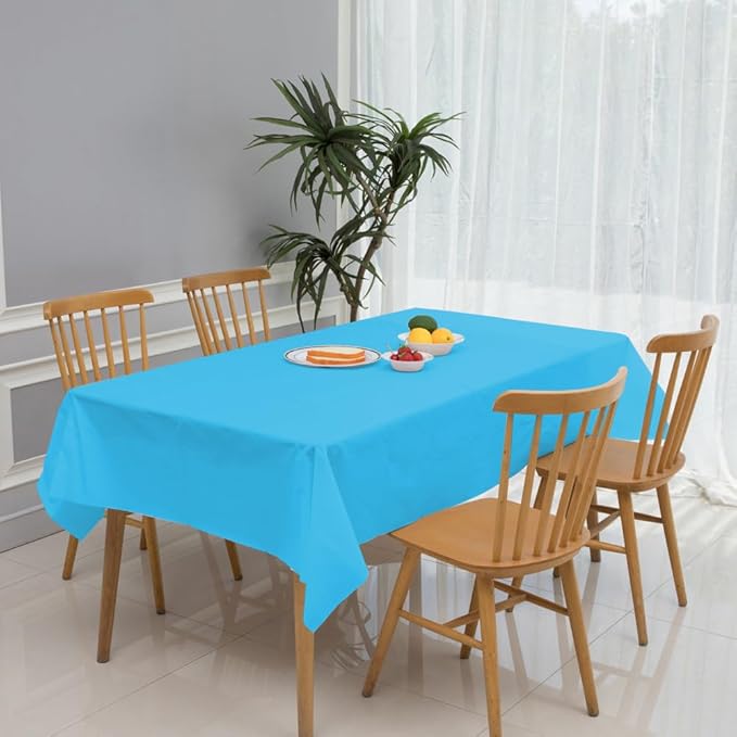 Sky Blue Disposable Tablecloth 3 Pack 54" x 108" Disposable Table Covers for Rectangle Tables for Wedding, Party, Banquet, Burgunday