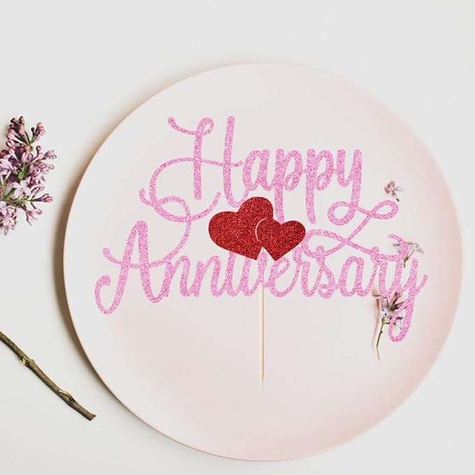 Kaoenla Happy Anniversary Cake Topper - Company Anniversary,Wedding Wedding Anniversary,Birthday Party Selected Decoration Supplies