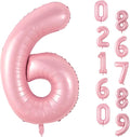 Pastel Pink Number 6 Balloon, 40 Inch Pearl Light Pink Number 6 Balloons for Girls, Foil Digital 6 Balloon Helium, Large Pink 6th Birthday Balloons for Girls Baby Shower Princess Party Decorations