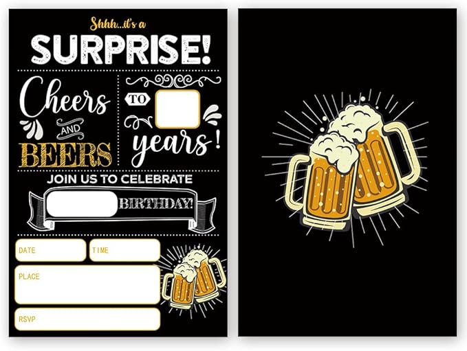 FujLoy Ch*rs And B*rs Birthday Party Invitations, Birthday Invitations, Adult Birthday Invitation.（070）