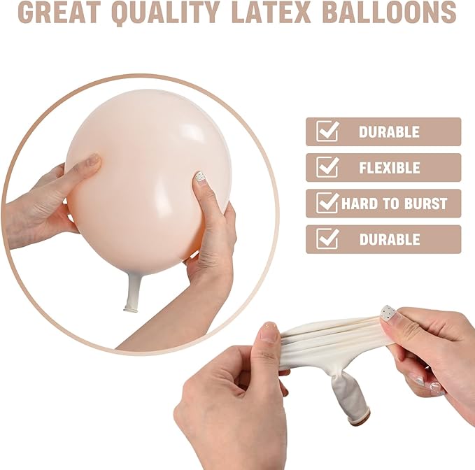 Double Stuffed Blush Balloons Cream Balloon Different Sizes 18 12 10 5inch Nude Balloon Garland Arch Pastel Pale Pink Peach Beige Latex Balloons for Birthday Decoration Wedding Bridal Bachelorette