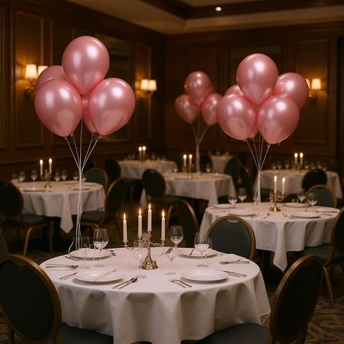 50 Pcs 12 Inch Metallic Pink Balloons, Chrome Pink Valentine's Day Balloons, Shiny Romantic Latex Balloons for Proposal, Anniversary, Sweethearts' Party, Engagement & Wedding Decorations
