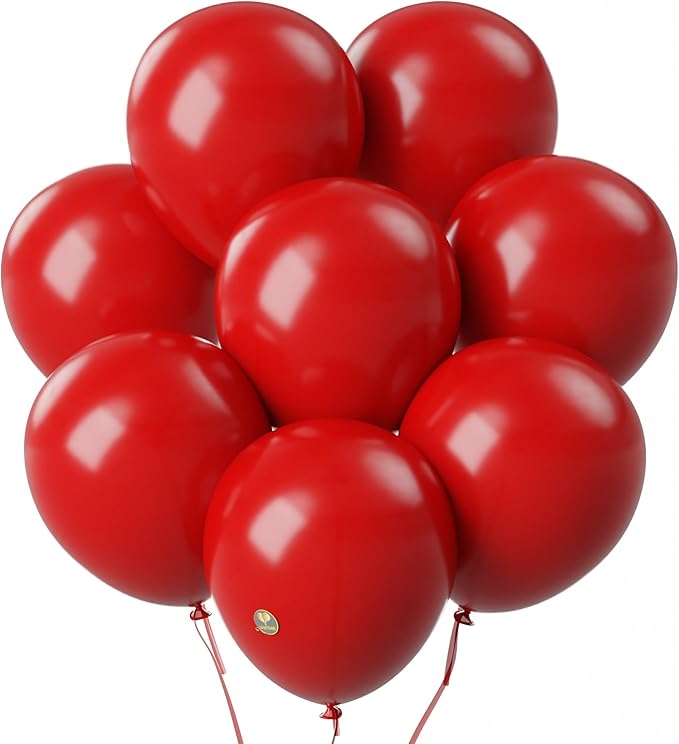 AFTERLOON® Biodegradable Balloons 50 pcs Red 10 Inch, Matte Color Thickened Extra Strong Latex Helium Float, for Baby Shower Gender Reveal Garland Arch Wedding Kids Birthday Party Decorations