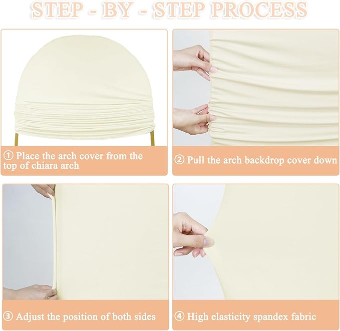 Ivory Wedding Arch Cover Set of 3 Stretchy Arch Backdrop Cover 4FT, 5FT, 6FT Cover for Arch Backdrop Spandex Fitted Wedding Arch Stand Covers for Birthday Party Ceremony Banquet Decor