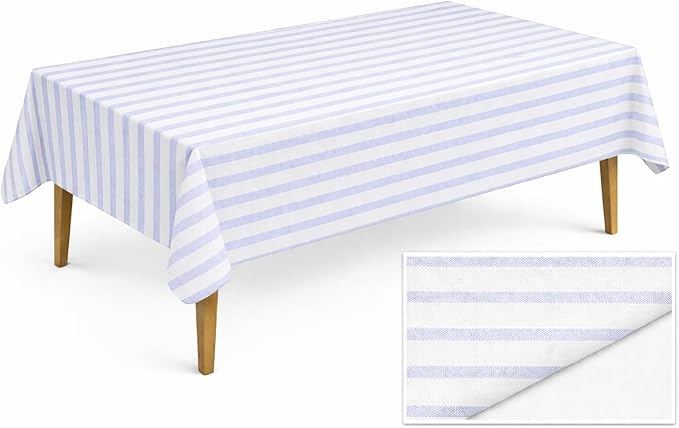 Party Dimensions Made in Italy Cloth-Like Disposable Tablecloth for Rectangle Tables, Premium Airlaid Linen-Feel Table Cover, Luxury Tablecloth for Parties, Events & Weddings, Elegant Striped Design
