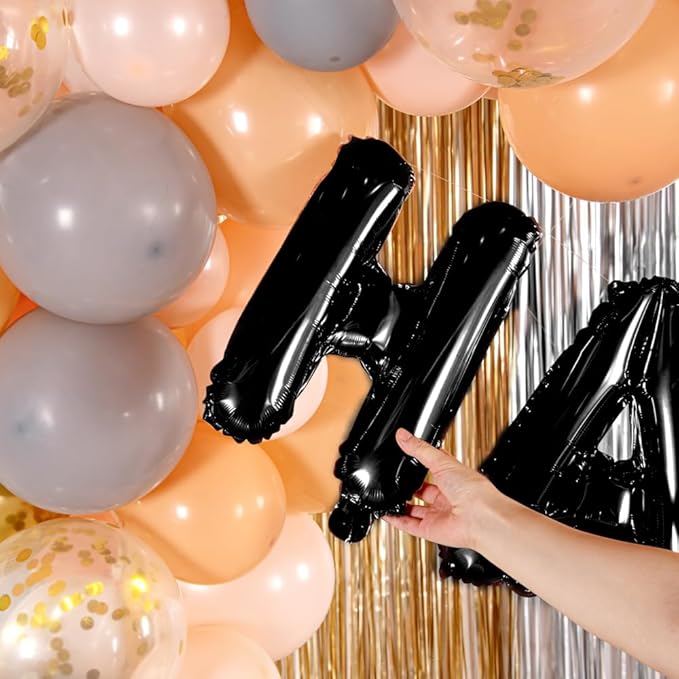 Restaurantware Balloonify 16 Inch Letter Balloon 1 Alphabet Party Balloon - Letter H Self-Sealing Black Foil Mylar Balloon Hanging Film Decoration For Birthday Wedding Or Graduation