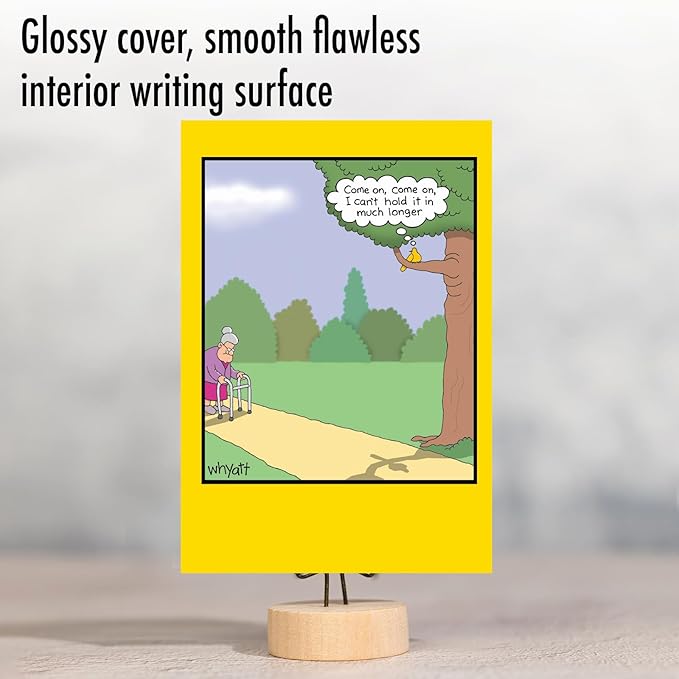 NobleWorks - 1 Hilarious Greeting Card for Birthday - Funny Birthday Cartoon, Comic Notecard - Hold It In C2450BDG