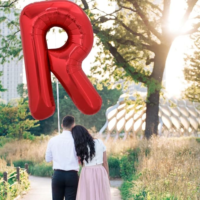 TONIFUL 40 Inch Large Bright Red Letter Balloons A-Z, Giant Jumbo Helium Foil Mylar Big Letter R Balloons for Birthday Party Anniversary Wedding Decorations