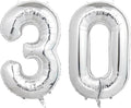 Number Balloons Silver Party Balloon - Giant Number 30 Balloon, 40 Inch Large Balloon for 30th Birthday Decorations, Silver Party Supplies for Anniversary